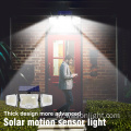 2023 새로운 황혼에서 새벽 LED 태양 보안 벽 조명 태양열 동력 모션 센서 외부 ​​차고를위한 리모컨이있는 태양열 모션 센서 홍수 조명